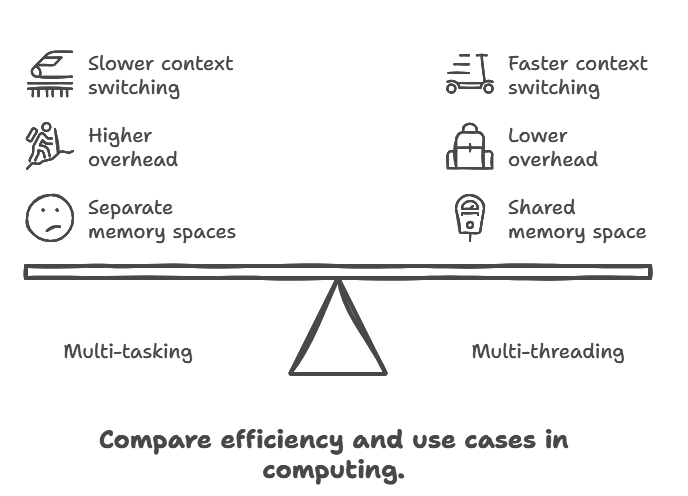 Major Differences In Multi Tasking Mult Threading